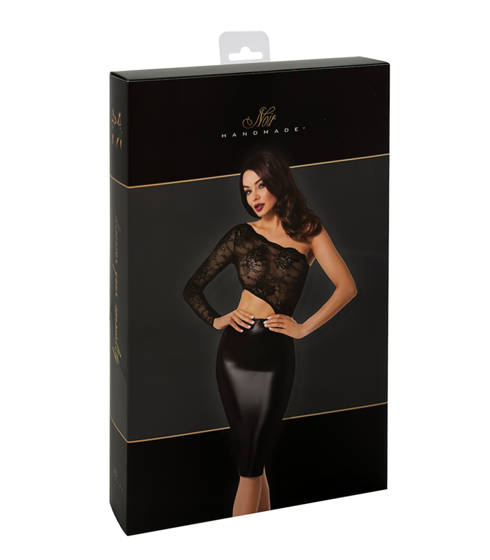 Wetlook-Kleid mit Spitzendetails und elegantem Schnitt | Noir Handmade