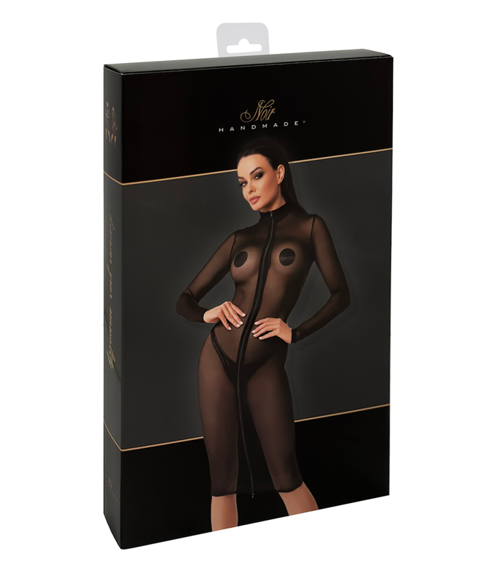 Transparentes Netzkleid mit zweiwegigem Reißverschluss | Noir Handmade