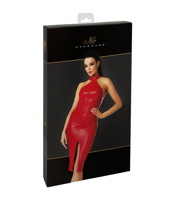 Wetlook Kleid mit Reißverschluss, figurbetonter Schnitt | Noir Handmade