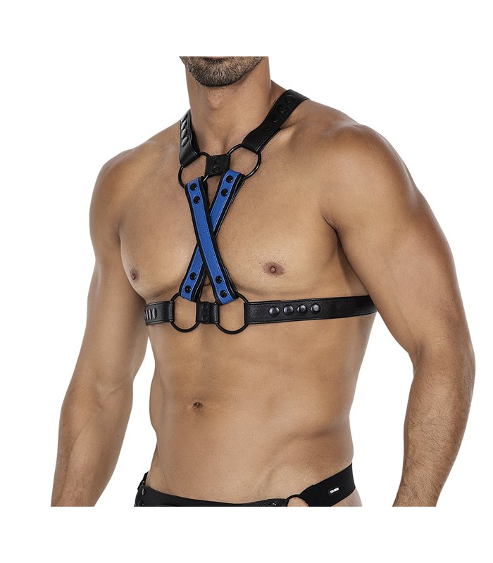 Herren Harness Kunstleder Riemen verstellbar mit Metallringen | CUT4MEN