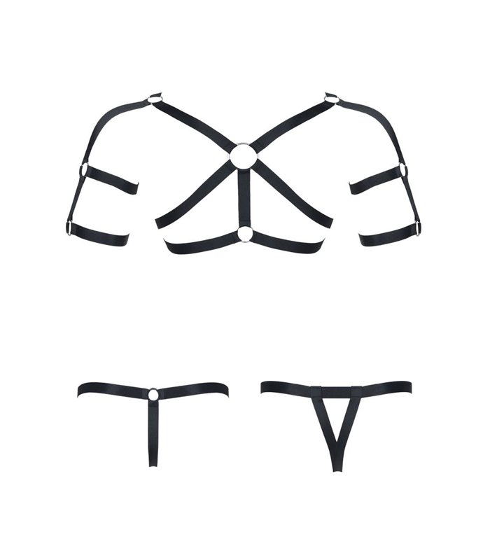 Elastisches Harness-Set mit Oberteil und zwei Unterteilen | Regnes Fetish Planet