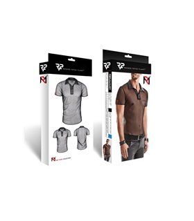Transparentes Herren Mesh Poloshirt mit vertikalen Steppnähten | Regnes Fetish Planet Transparentes Herren Mesh Poloshirt mit vertikalen Steppnähten | Regnes Fetish Planet