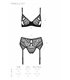 Edles Dessous-Set aus Netz mit floralem Samt Muster | Passion