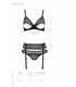 Erotisches Netz-Dessous Set mit Strumpfhalter und Bügel-BH | Passion