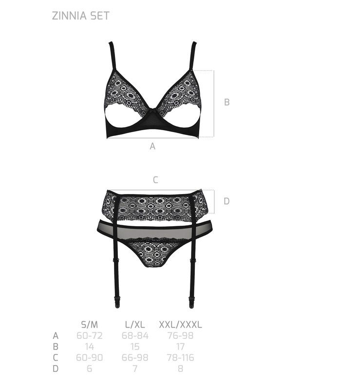 Erotisches Netz-Dessous Set mit Strumpfhalter und Bügel-BH | Passion