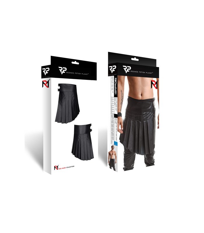 Herren Asymmetrischer Rock mit vertikalen Falten und Gürteldetails | Regnes Fetish Planet