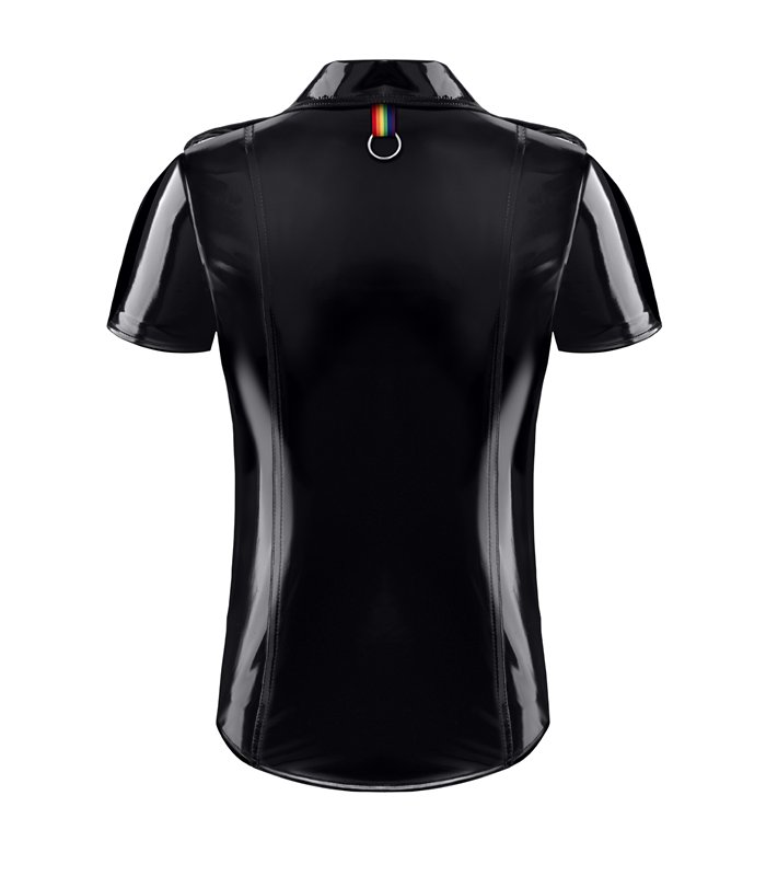 Military Hemd aus Lack-Optik mit LGBTQ+ Details | Regnes Fetish Planet