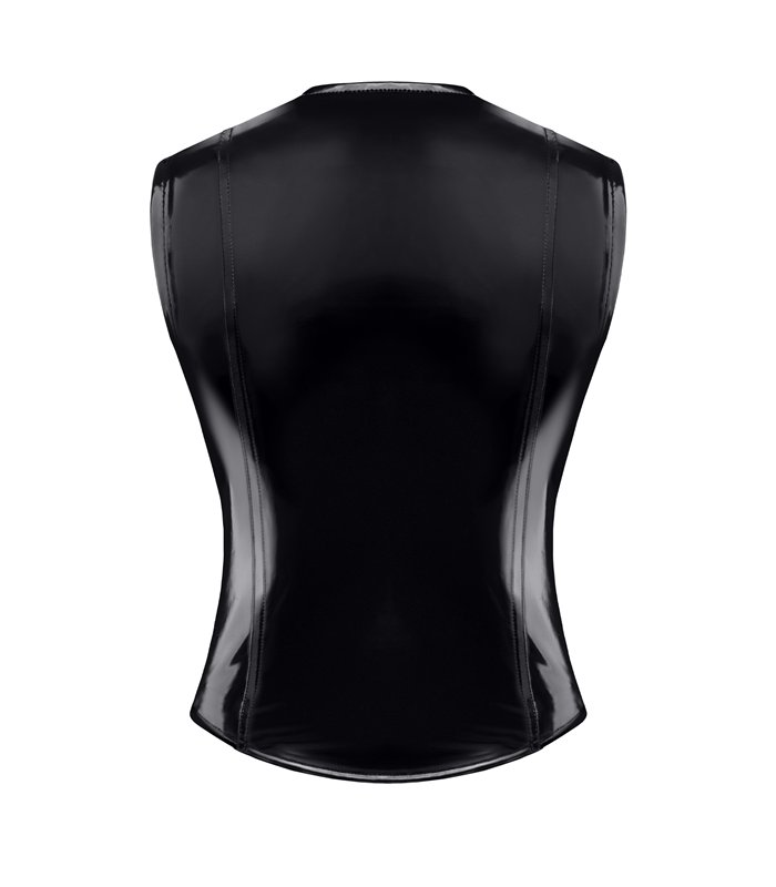 PVC Herren Weste mit vertikalen Nähten und Zipper | Regnes Fetish Planet