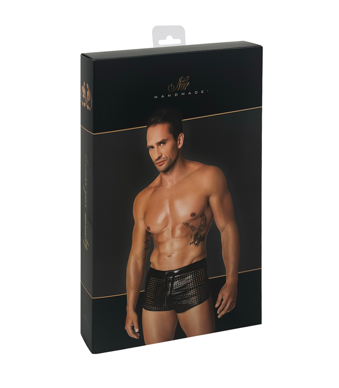 Perforierte Kunstleder-Shorts mit elegantem Strukturdesign | Noir Handmade Men