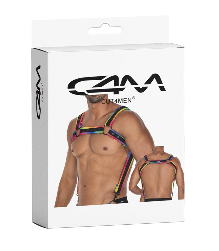 Herren Harness zweiteilig mit Metallringen und Karabinerhaken | CUT4MEN