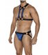 Herren Harness Kunstleder Riemen verstellbar mit Metallringen | CUT4MEN
