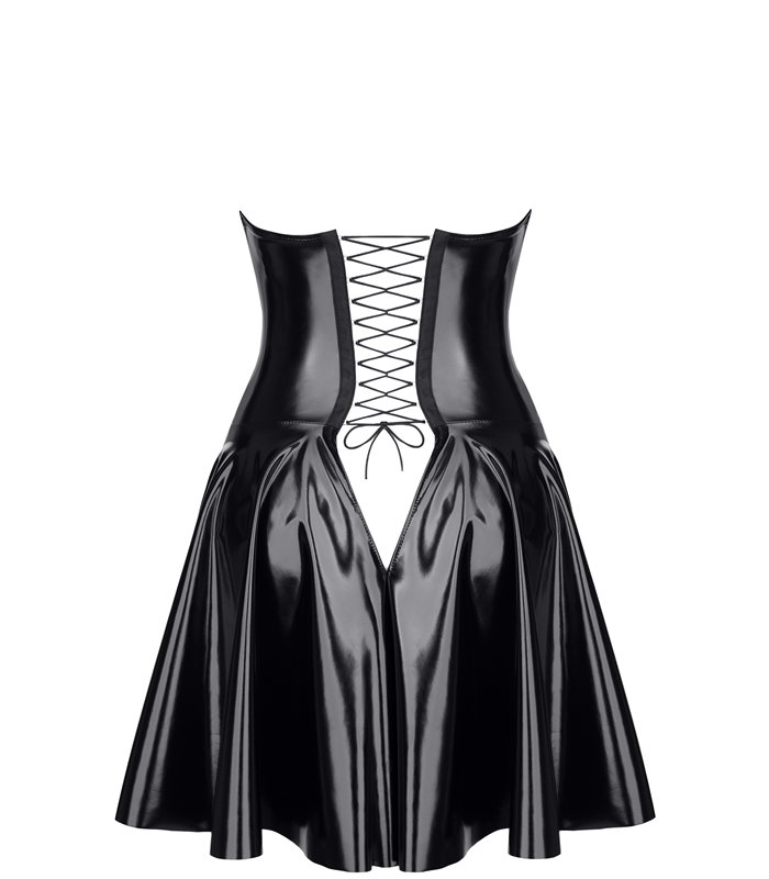 Verführerisches Lack-Minikleid TDJutta001 mit Schnürung | Demoniq