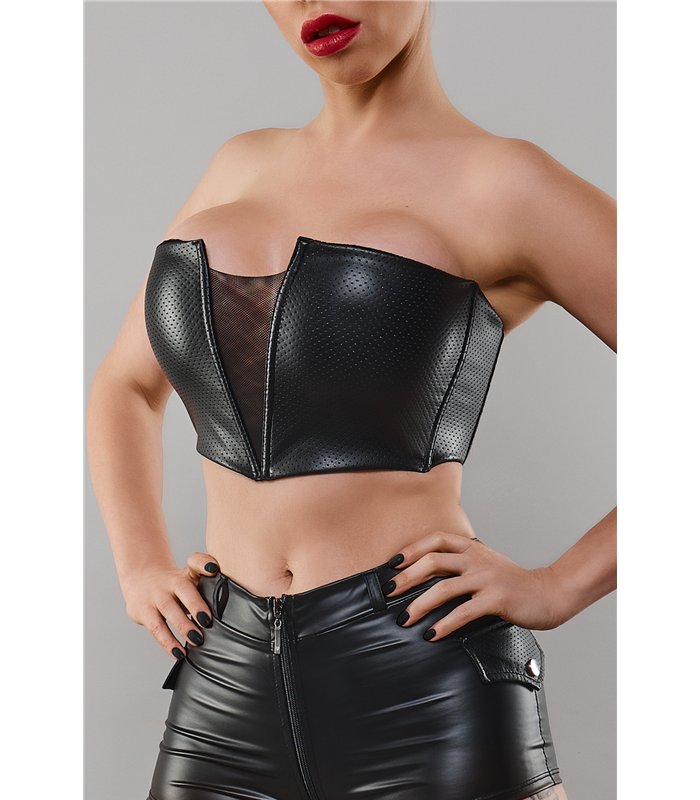 schwarzes Damen-Top TDHilda001 von Demoniq Total Domination Collection