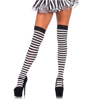 Striped nylon thigh highs