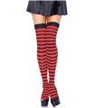 Striped nylon thigh highs