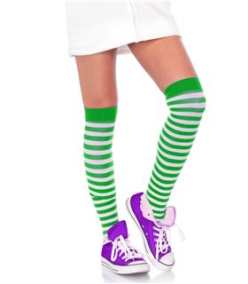 Striped nylon thigh highs