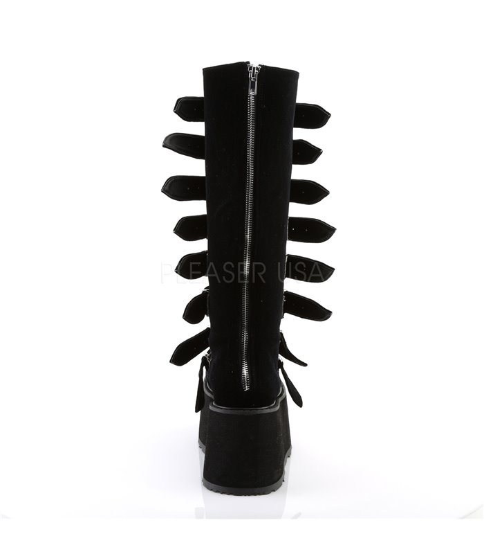 Demonia Plateau Stiefel DAMNED-318 Schwarz samt