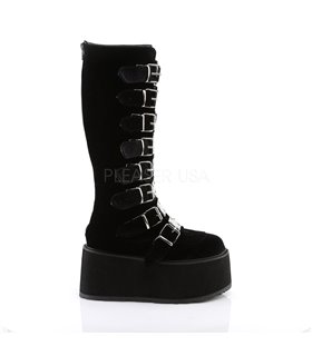Demonia Plateau Stiefel DAMNED-318 Schwarz samt