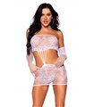 Lace tube dress and gloves