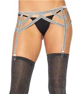 Lurex elastic garter belt