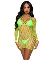 Net long sleeved mini dress