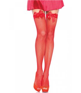 Fishnet Thigh Highs With Bow