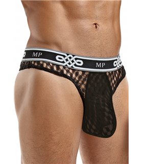 Tanga mit tiefen Sitz & Fischnetz für Herren - Schwarz