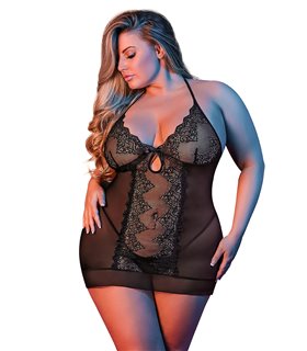 Sexy Oberteil mit anziehender Spitze & erotischen Ausschnitt - Schwarz