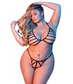Sexy BH mit Riemchen & freizügigen G-String - Schwarz