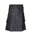 Leder-Kilt mit Tasche & D‑Rings Schwarz | Aderlass