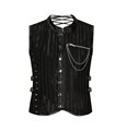 Aderlass Men Corset Brocade Stripe Faux Leather Schwarz-Schwarz