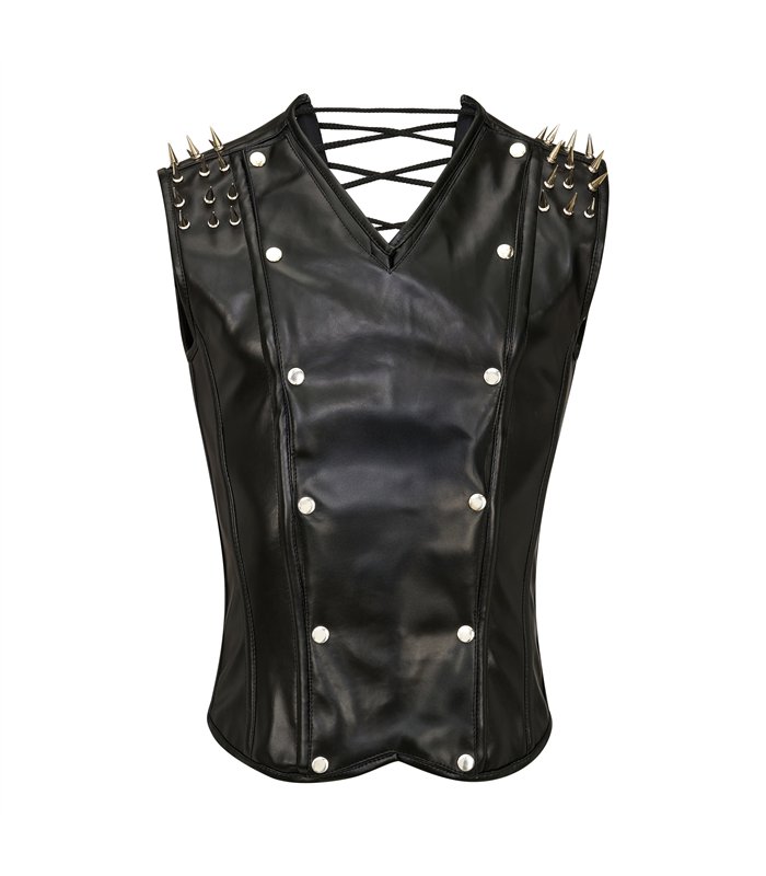 Aderlass Men Corset Spike Faux Leather Schwarz