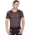 Battle Shirt Kurzärmeliges Gothic-Shirt mit Netzstruktur Schwarz | Aderlass