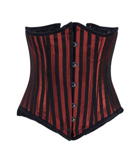 Aderlass Underbust Corset Brocade Stripe Schwarz Rot