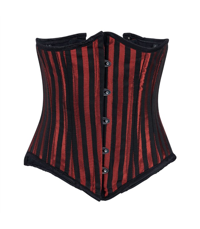 Aderlass Underbust Corset Brocade Stripe Schwarz Rot