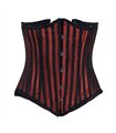 Aderlass Underbust Corset Brocade Stripe Schwarz Rot