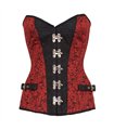 Vollbrust-Corset im gesteuerten Brokat‑Steampunk‑Stil Rot | Aderlass