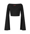 Schwarzes Crop Top im Witch-Style mit weitem Ausschnitt Schwarz | Aderlass