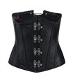 Steampunk Unterbrust-Korsett aus echtem, schwarzem Leder Schwarz | Aderlass