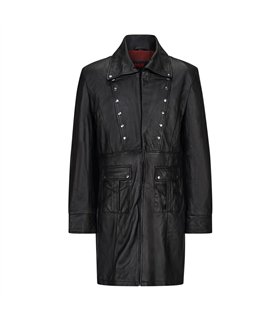 Aderlass Mens Military Coat Nappa Leather Schwarz