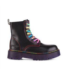 Aderlass 8-Eye Boots Plateau Leather Pride Edition Black-Purple