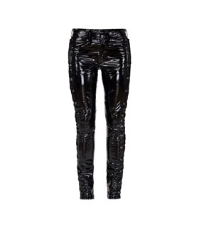 Lovesect Skinny Pants Laced Up Shiny PVC Schwarz