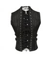 Men Corset Brocade Stripe Faux Leather Schwarz-Schwarz | Aderlass