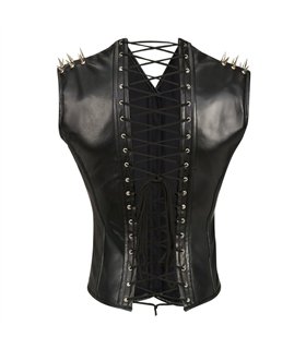 Aderlass Men Corset Spike Faux Leather Schwarz Aderlass Men Corset Spike Faux Leather Schwarz