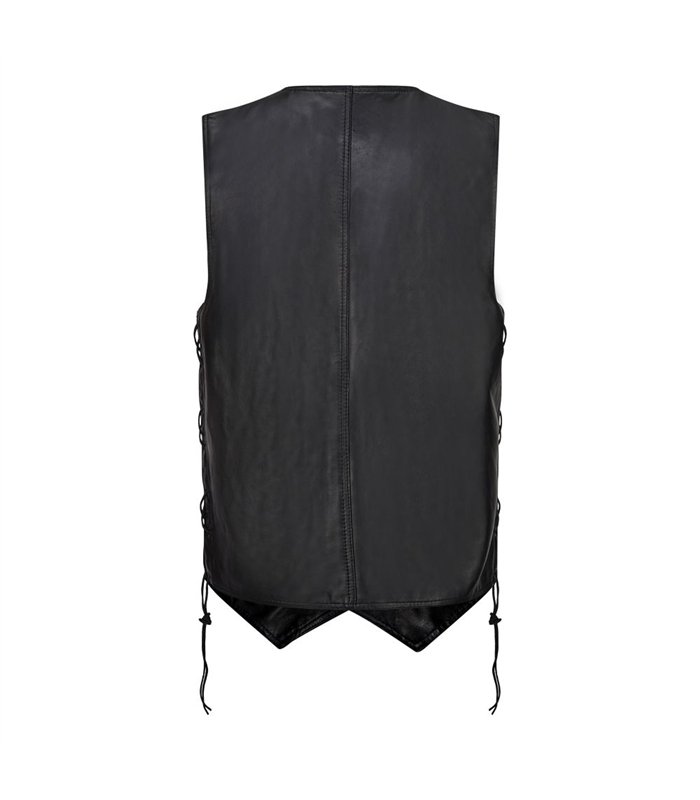 Biker Vest Leather Laced-Up Schwarz | Aderlass