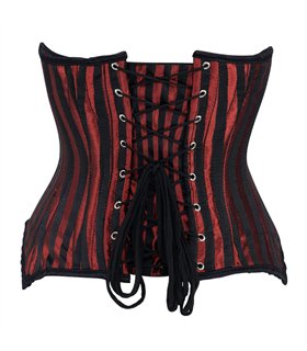 Underbust Corset Brocade Stripe Schwarz Rot | Aderlass