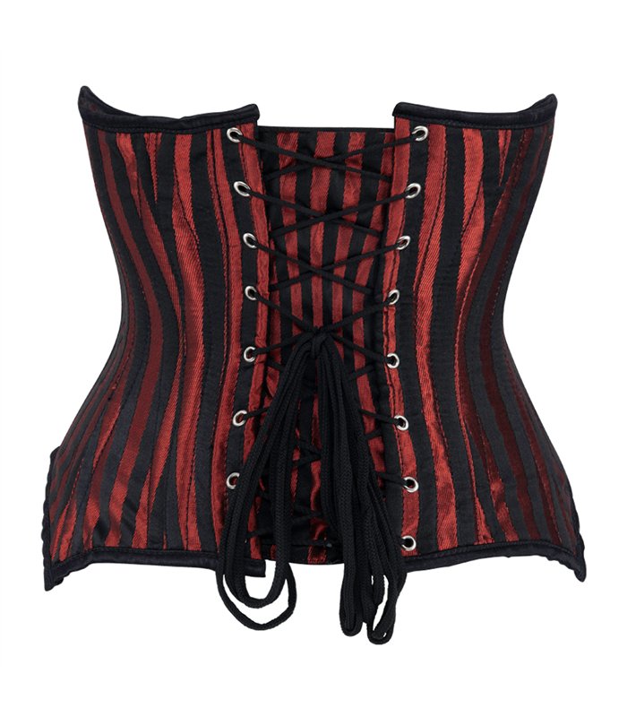 Underbust Corset Brocade Stripe Schwarz Rot | Aderlass