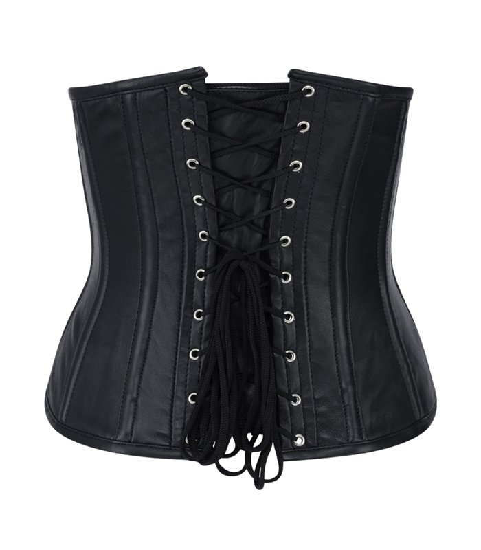 Steampunk Underbust Corset Leather Schwarz | Aderlass