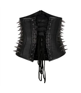 Underbust Corset Spike Leather Schwarz | Aderlass