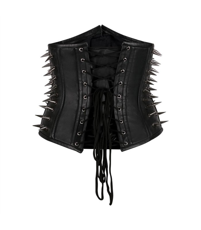 Underbust Corset Spike Leather Schwarz | Aderlass